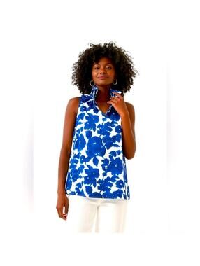 NWT Tuckernuck Royal Haze Floral Bouvier Blouse Sleeveless Small